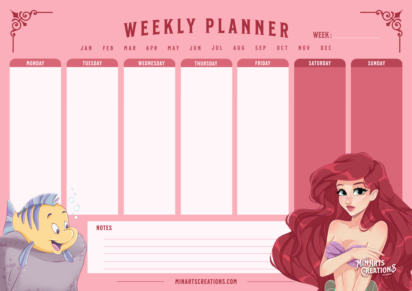 Printable & Digital Weekly Planner - Princesses Themed