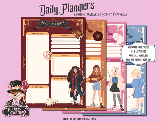 Printable & Digital Daily Planner - Hogwarts Girls Themed