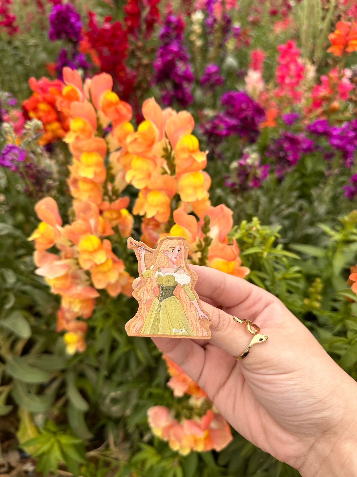 Golden-Haired Princess Wooden Pin