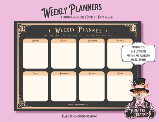 Printable & Digital Weekly Planner - Victorian Style